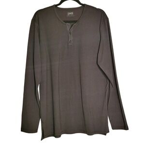 Cuts Clothing Split Hem Men's XL Long Sleeve Henley Shirt Black Soft Pyca Pro Fa